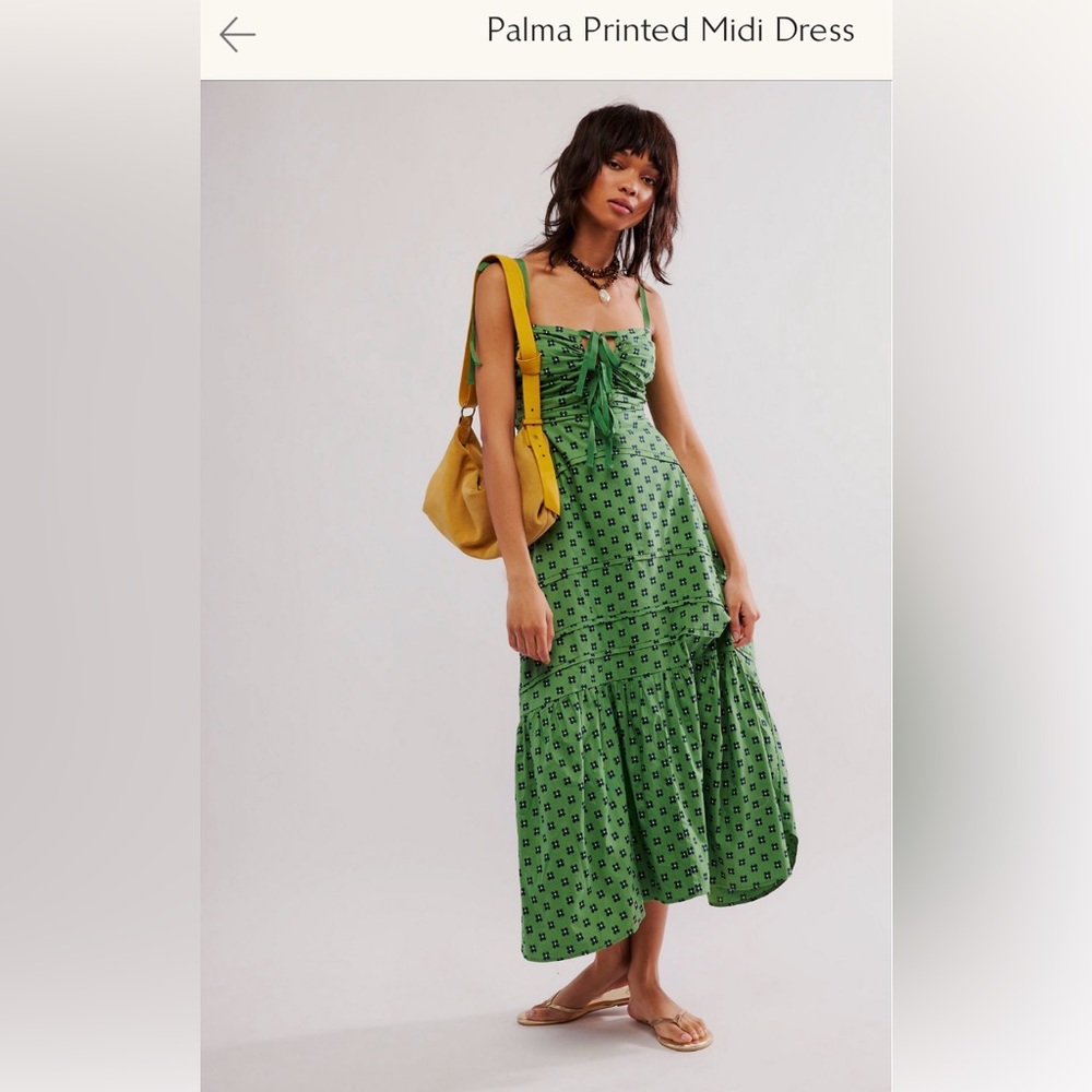 NWT Free People Palma Printed Green Midi Dress